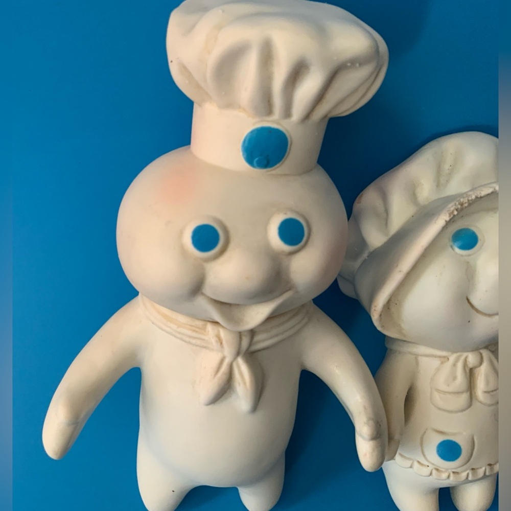 Vintage White Plastic Pillsbury Dough Boy with Blue Accents - Picture 2 of 16